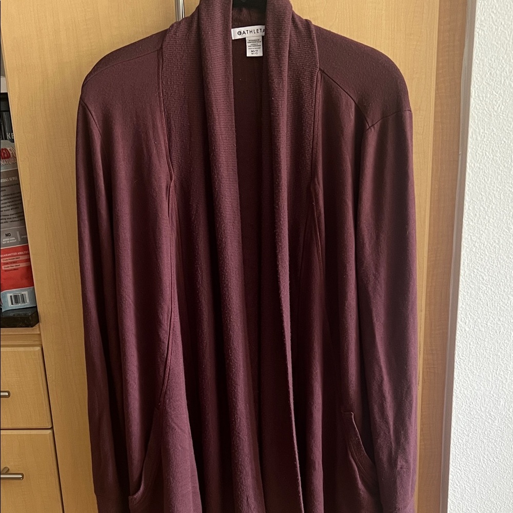 Athleta Deep Burgundy Drape Cardigan